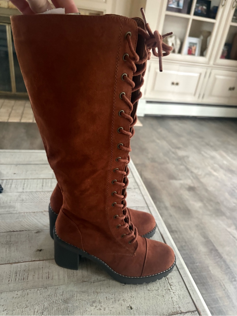 Lace-Up Knee High Boots
